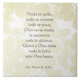 "Nada te turbe" San Teresa di Avila White on White Tile