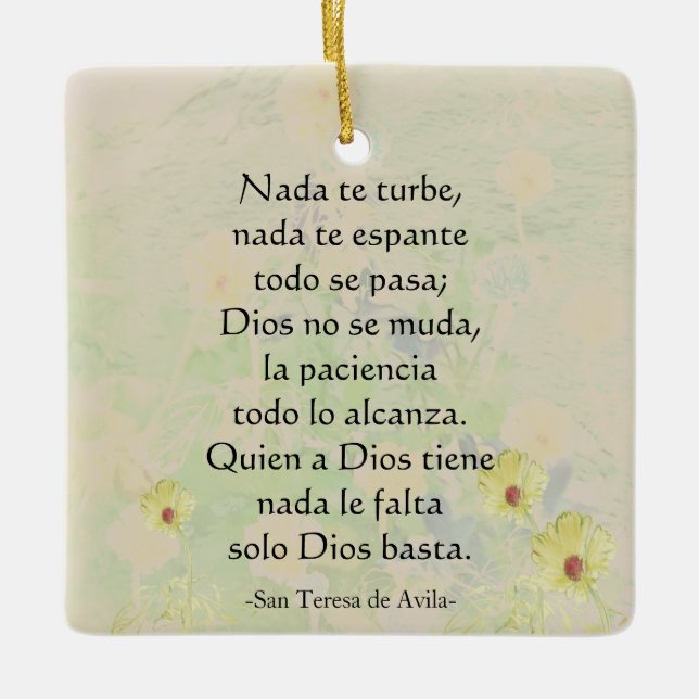 "Nada te turbe" St. Teresa of Avila Ceramic Ornament (Front)