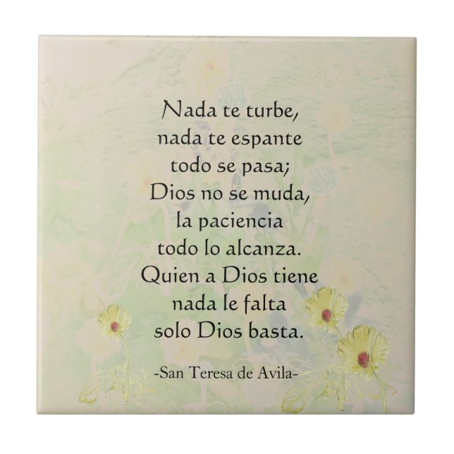 "Nada te turbe" St. Teresa of Avila Prayer Tile (Front)