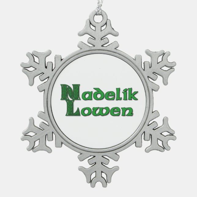Nadelik Lowen - Cornish Christmas Snowflake Snowflake Pewter Christmas Ornament (Front)