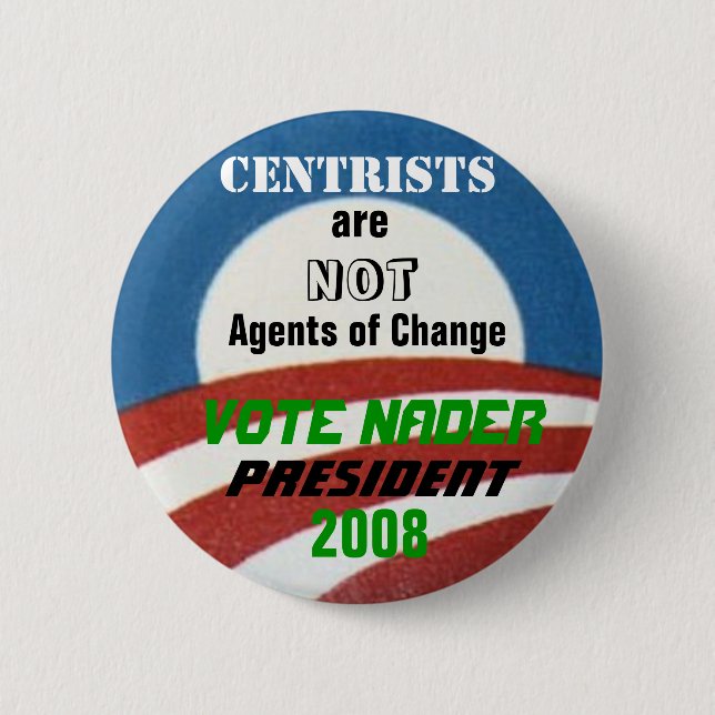 Nader Anti-Centrist Button (Front)