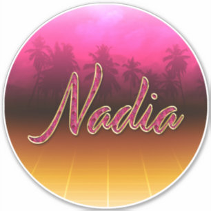 Nadia First Name Golden pink Sticker