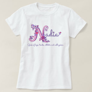 Nadia girls name & meaning N monogram shirt
