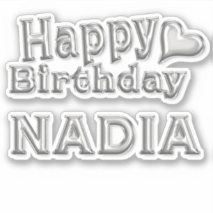 Nadia Happy Birthday silver Sticker