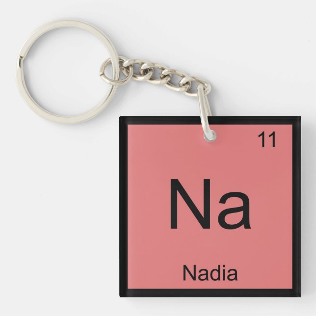 Nadia Name Chemistry Element Periodic Table Key Ring (Front)