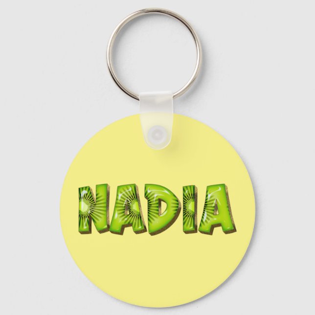 Nadia Name Kiwi Design Keychain (Front)