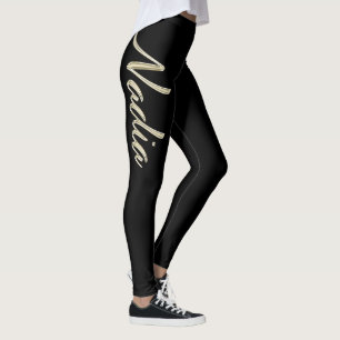 Nadia white gold Handwriting trousers Leggings
