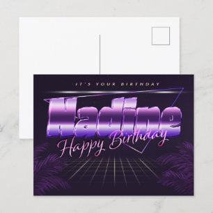 Nadine Name Vorname lila Postkarte Geburtstag Postcard