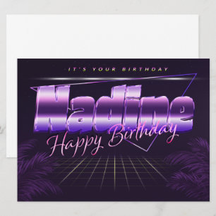 Nadine Name Vorname lila retro Karte Geburtstag Card