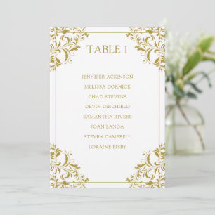 Nadine Seating Chart Table List Card Gold
