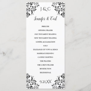 Nadine Wedding Ceremony Program -Tea-Length (Blac) Programme