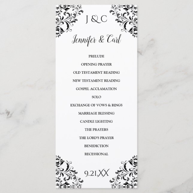 Nadine Wedding Ceremony Program -Tea-Length (Blac) Programme (Front)