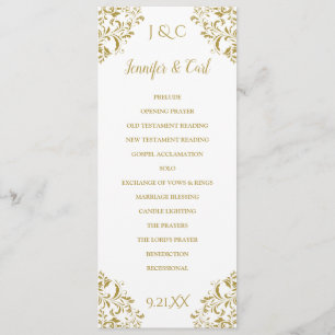 Nadine Wedding Ceremony Program -Tea-Length (Gold) Programme