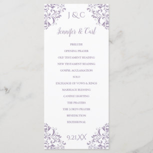 Nadine Wedding Program   Tea-Length (Lavender) Programme