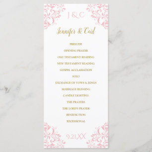 Nadine Wedding Program Tea-Length (Pink & Gold) Programme