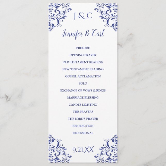 Nadine Wedding Program | Tea-Length (Royal Blue) Programme (Front)