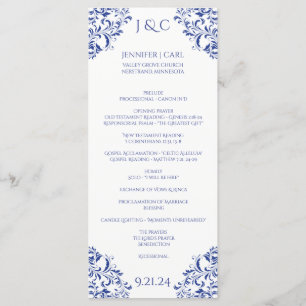 Nadine Wedding Program - Tea-length -Royal Blue Programme