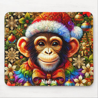 NADINE ~ Zany CHIMPANZEE Christmas  Mouse Mat