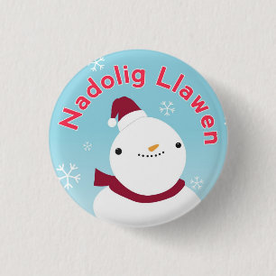 Nadolig Llawen Christmas Welsh Button Pin Badge