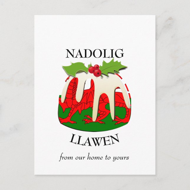 Nadolig Llawen WALES Welsh Merry Christmas Pudding Postcard (Front)