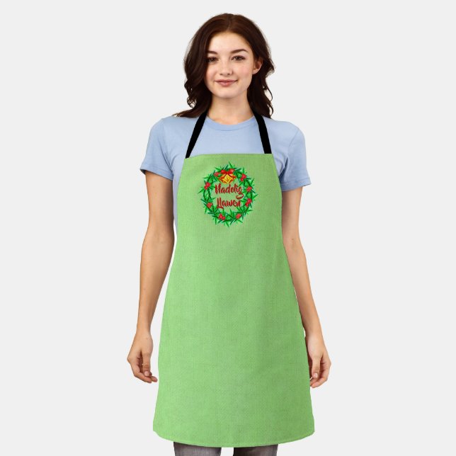 Nadolig Llawen Welsh Merry Christmas Apron (Worn)