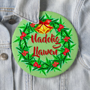 Nadolig Llawen Welsh Merry Christmas badge