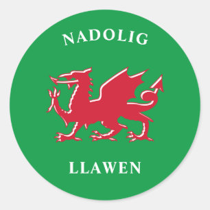 Nadolig Llawen Welsh Simple Celtic Merry Christmas Classic Round Sticker