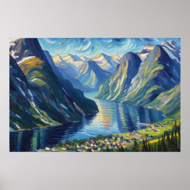 Nærøyfjord Oil Painting Poster (Front)