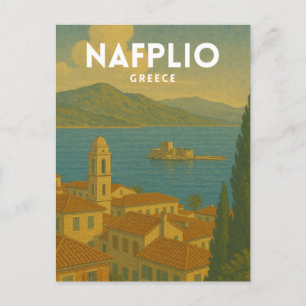 Nafplio Greece Vintage Journey Postcard