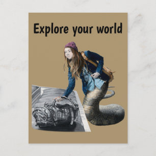 Naga Explorer World Travel Fantasy Art Postcard