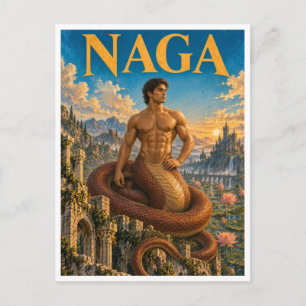 Naga, Gothic Fantasy Monster Postcard