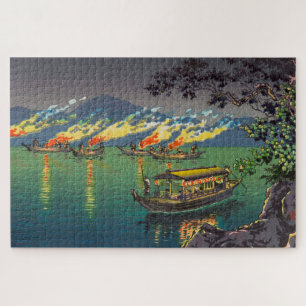 Nagaragawa Cormorant Fishing by Tsuchiya Koitsu Jigsaw Puzzle