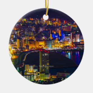 Nagasaki Japan at night Ceramic Tree Decoration