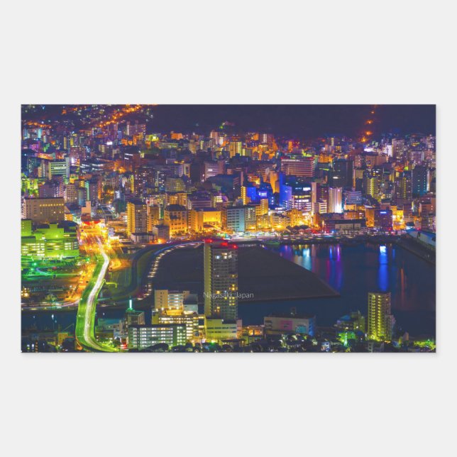 Nagasaki Japan at night Rectangular Sticker (Front)