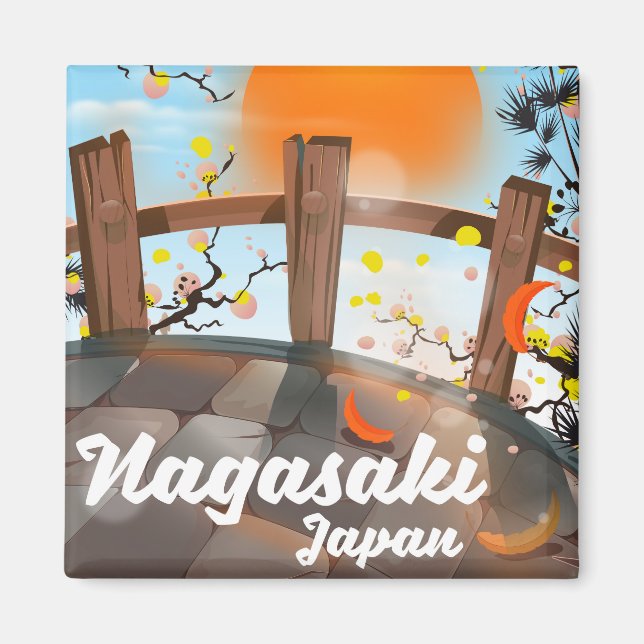 Nagasaki Japanese blossom poster. Magnet (Front)
