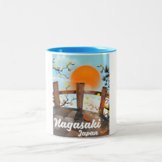 Nagasaki Japanese blossom poster. Two-Tone Coffee Mug
