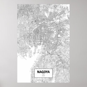Nagoya, Japan (black on white) Poster