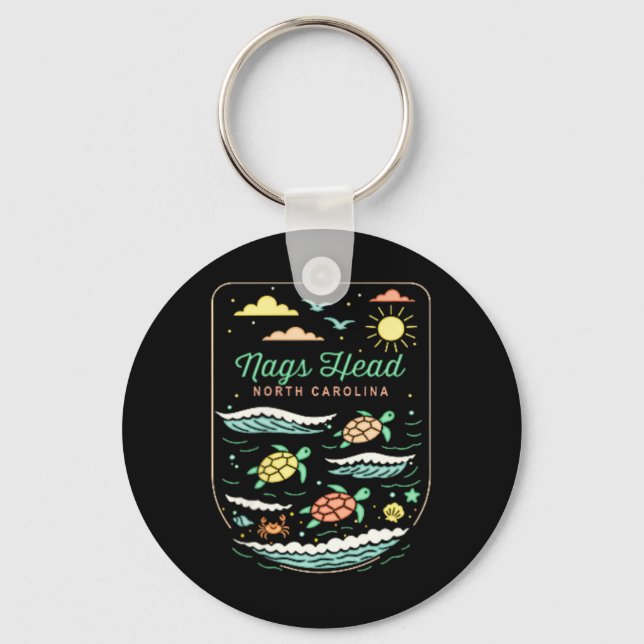 Nags Head Nc Cute Beach Vacation Sea Turtle Lover  Key Ring (Front)