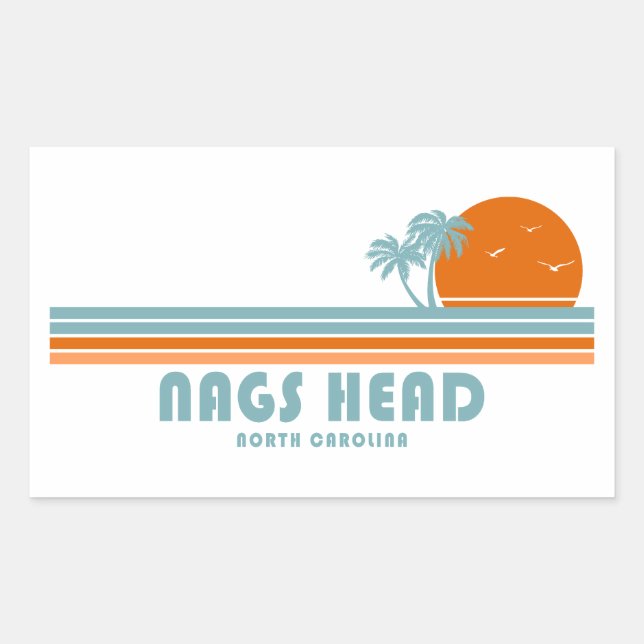 Nags Head North Carolina Sun Palm Trees Rectangular Sticker (Front)