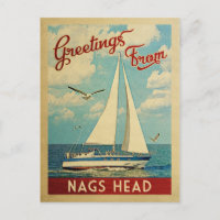 Nags Head Sailboat Vintage Travel North Carolina