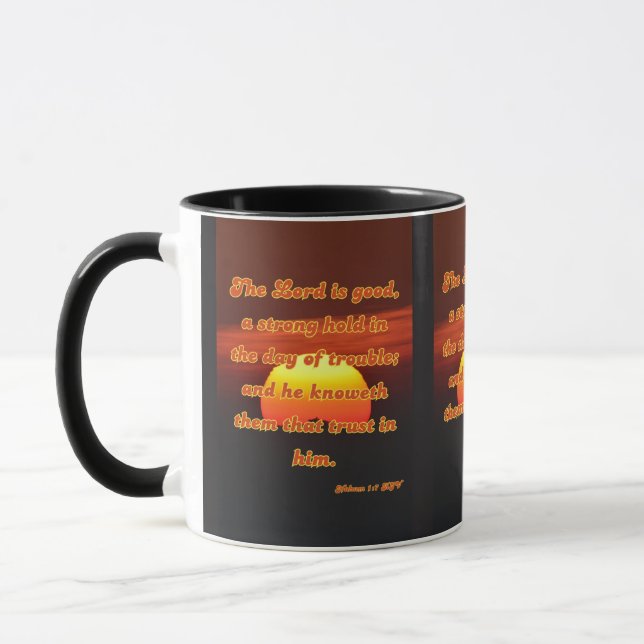Nahum 1:7 KJV Bible Verse Christian Scripture Pic Mug (Left)