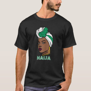 Naija Girl Face Nigerian National Flag Patriotic W T-Shirt