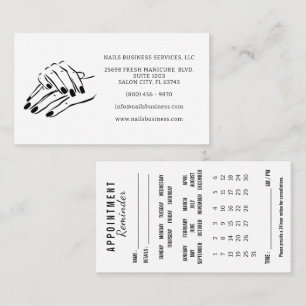 Nail Appointment Reminder Calendar Business Card