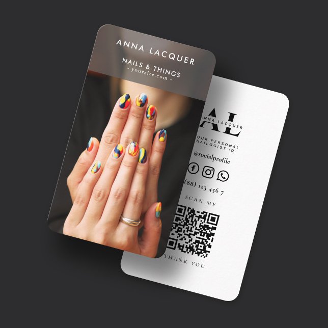 Nail Art Beauty Salon Manicure Specialist QR Code Business Card (Creator Uploaded)