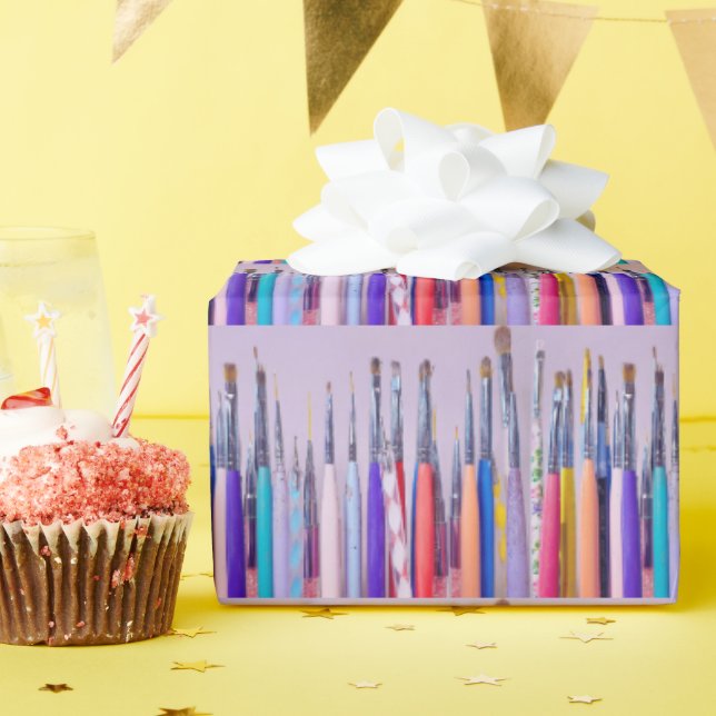 Nail Art Brush Collection Wrapping Paper (Birthday Party)