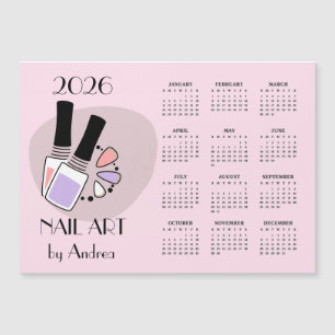 Nail Art Design 2026 Calendar Magnetic Card