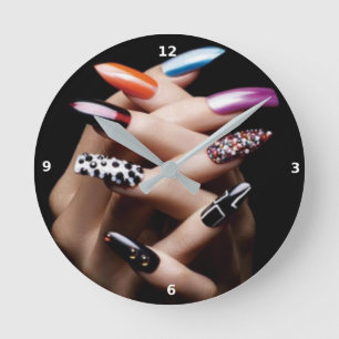 Nail art round clock