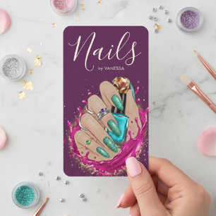Nail Art Studio Manicurist Artist Pink Purpule Business Card