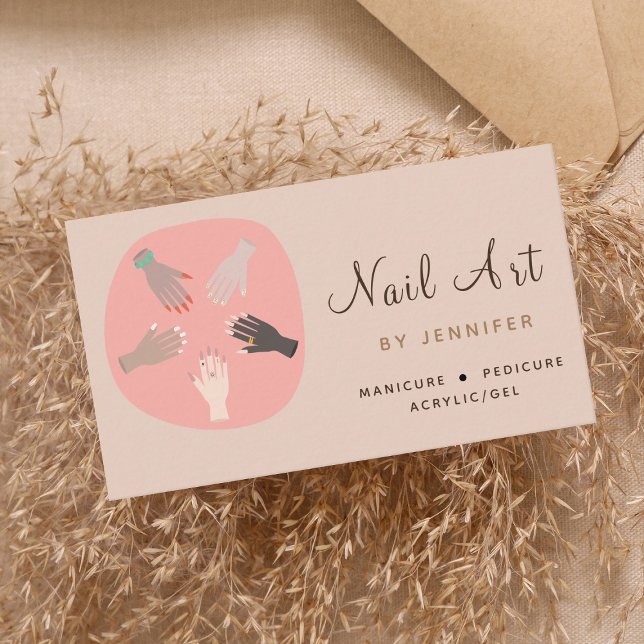 Nail Art Technician Artist Social Media Modern Fun Business Card (Creator Uploaded)