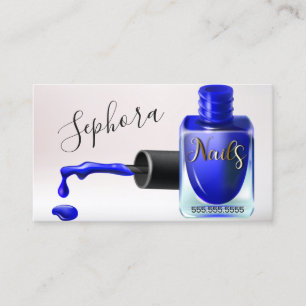 Nail Art Technician - Blue Nail Polish Business Card